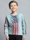 Boys Green Printed Round Neck Full Sleeve Sweatshirt