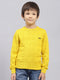 Boys Mustard Self Design Round Neck Full Sleeve Pullover