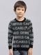 Boys Black Self Design Round Neck Full Sleeve Pullover