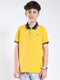 Boys Mustard Solid Collar Half Sleeve T-Shirt