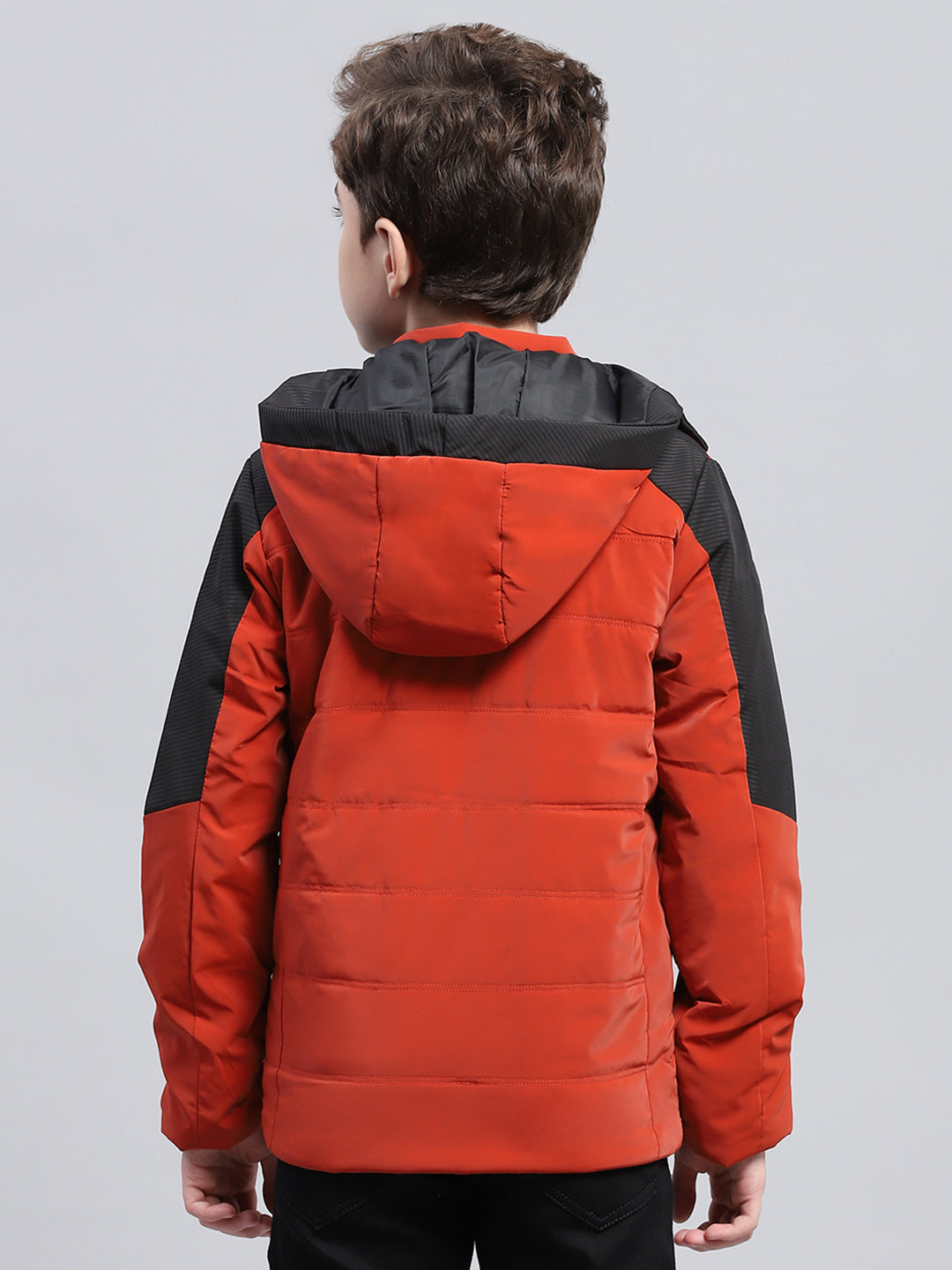 Boys Brown Solid Detachable Hood Full Sleeve Jacket