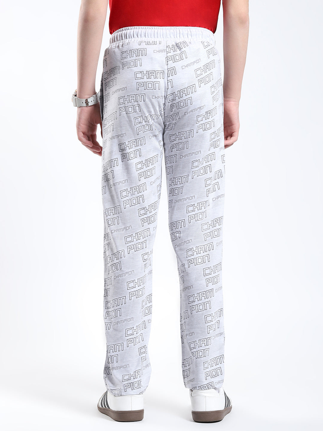 Boys Grey Printed Regular Fit Lower