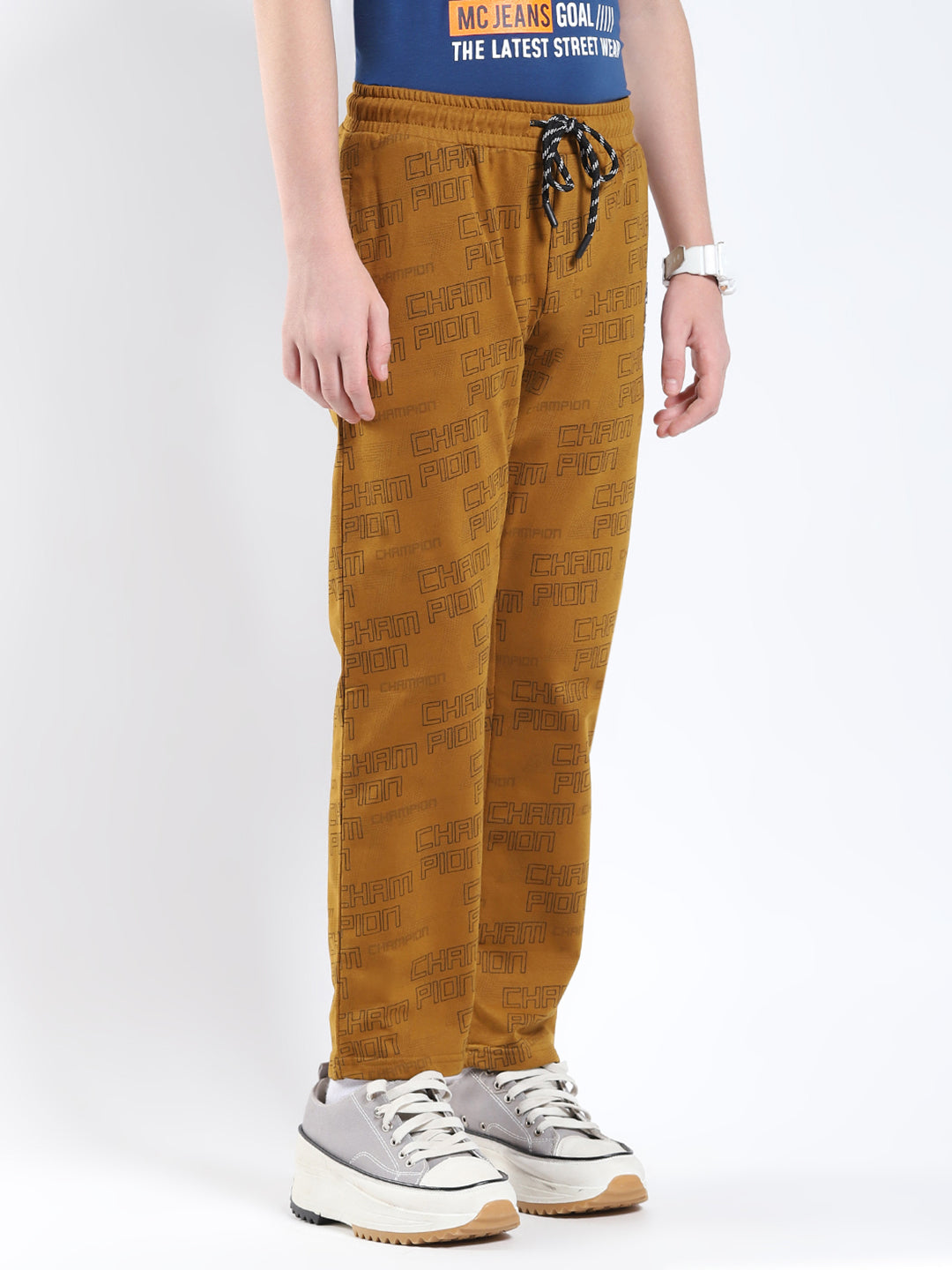 Boys Khaki Printed Regular Fit Lower