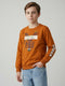 Boys Rust Printed Round Neck Full Sleeve Sweatshirt