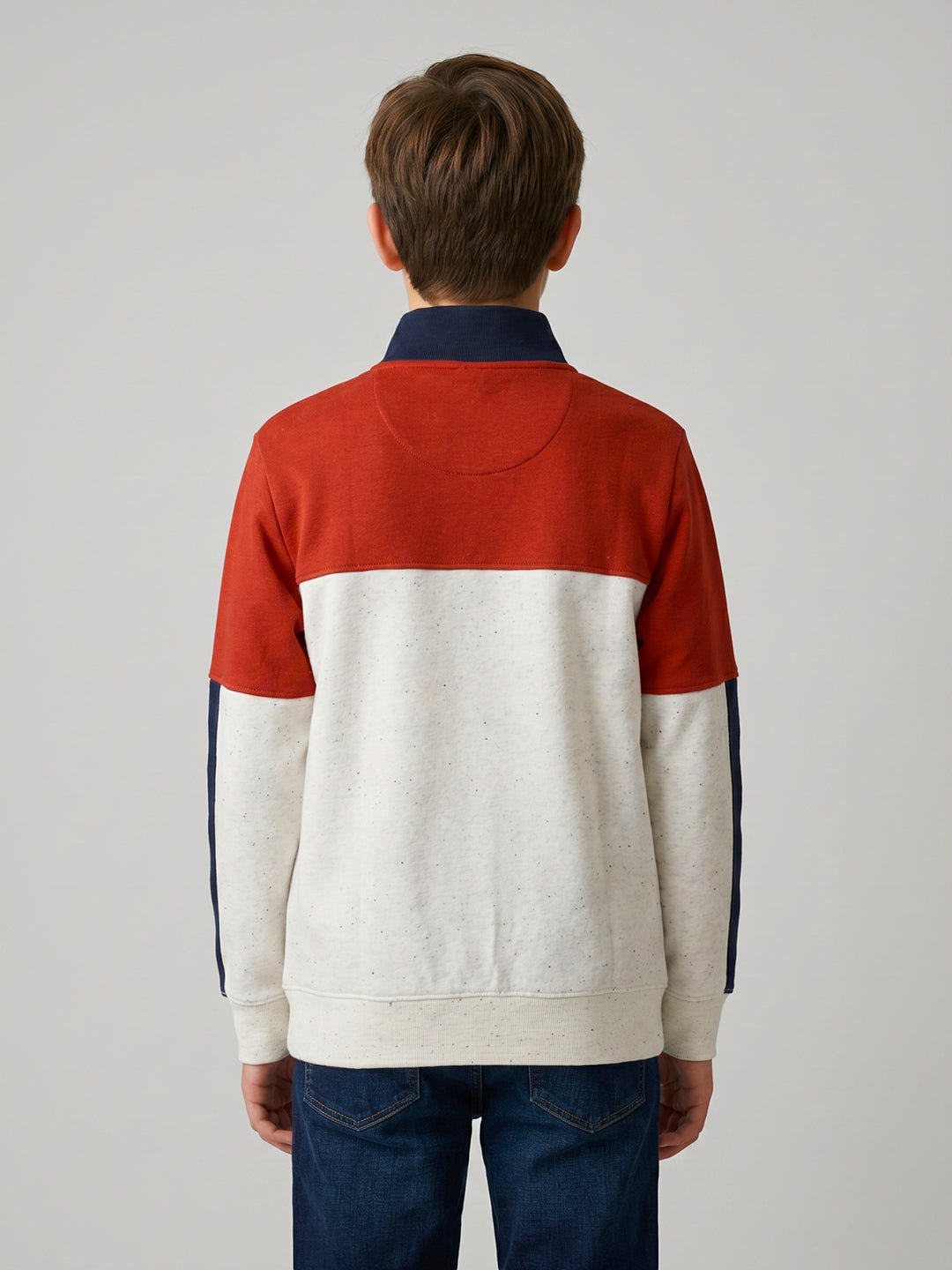 Boys Rust Printed Turtle Neck Full Sleeve Sweatshirt