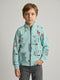 Boys Blue Printed Turtle Neck Full Sleeve Sweatshirt