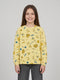 Girls Yellow Printed Round Neck Full Sleeve Sweatshirt