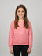 Girls Pink Self Design Round Neck Full Sleeve Sweatshirt