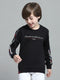 Boys Black Printed Round Neck Full Sleeve Sweatshirt