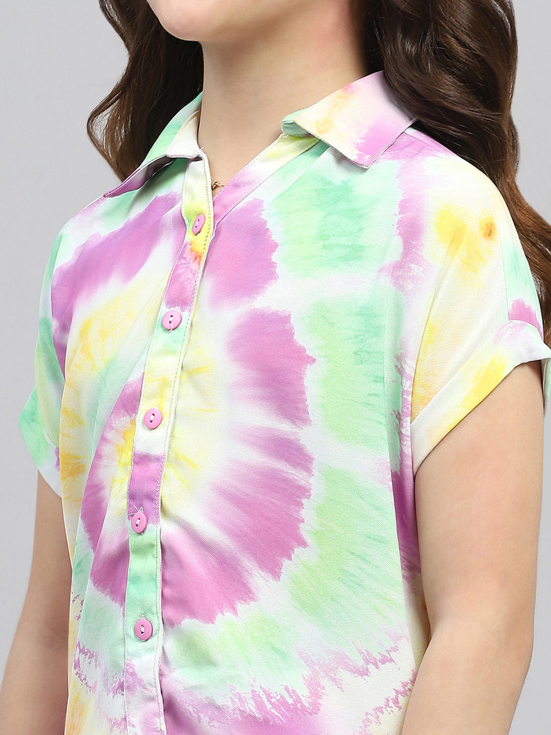 Girls Multicolor Printed Collar Half Sleeve Cords Set