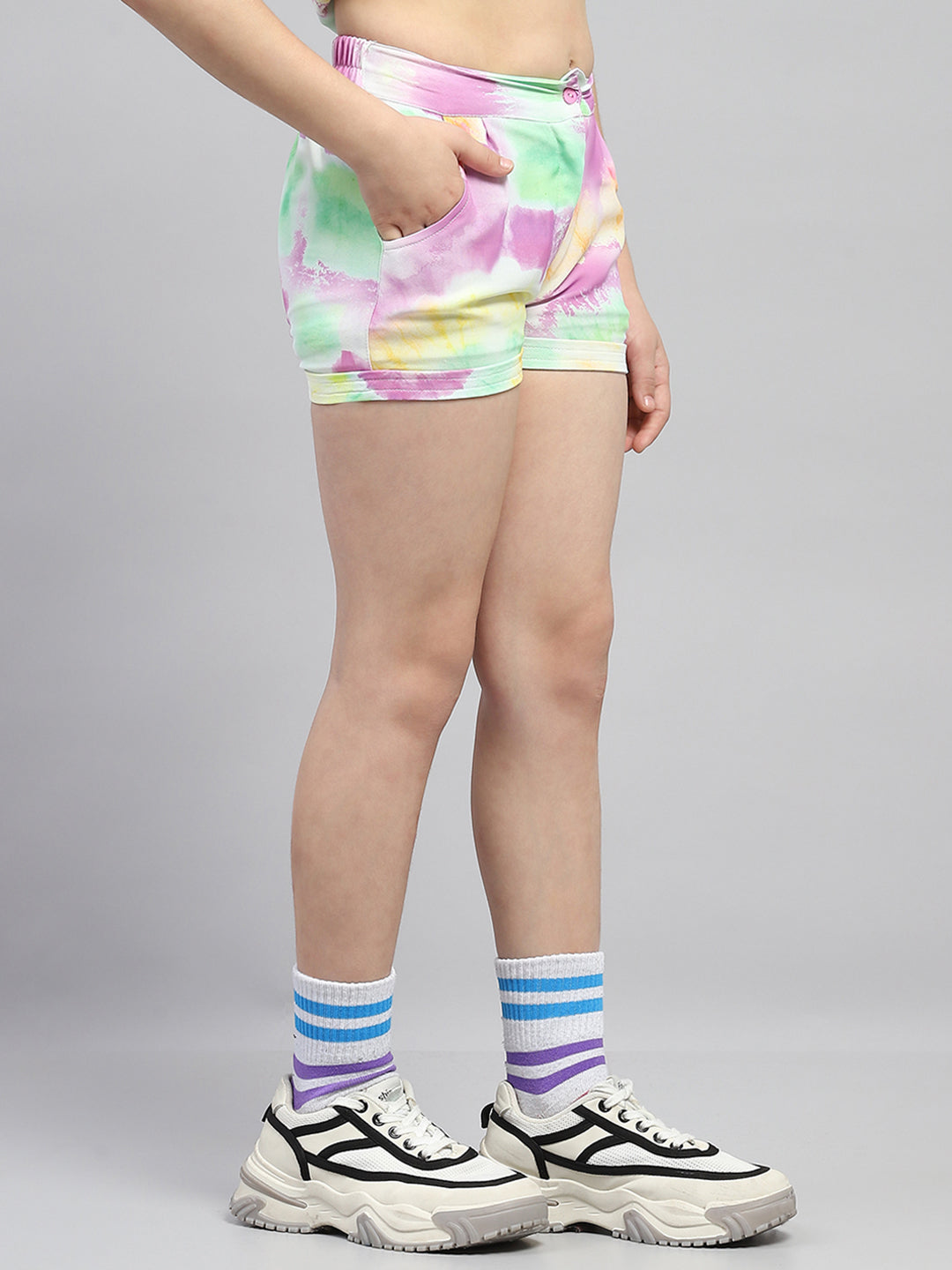 Girls Multicolor Printed Collar Half Sleeve Cords Set