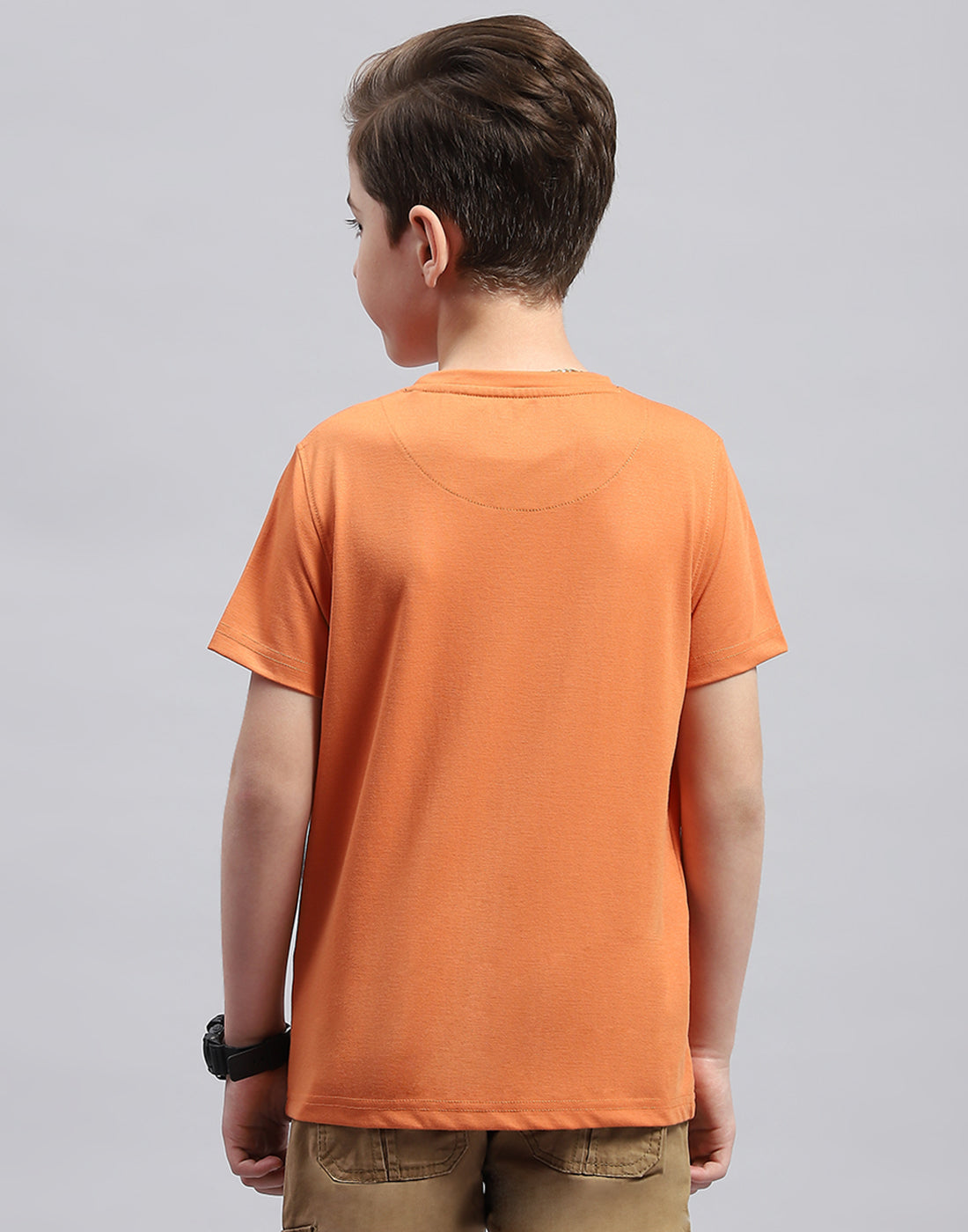 Boys Rust Printed Round Neck Half Sleeve T-Shirt