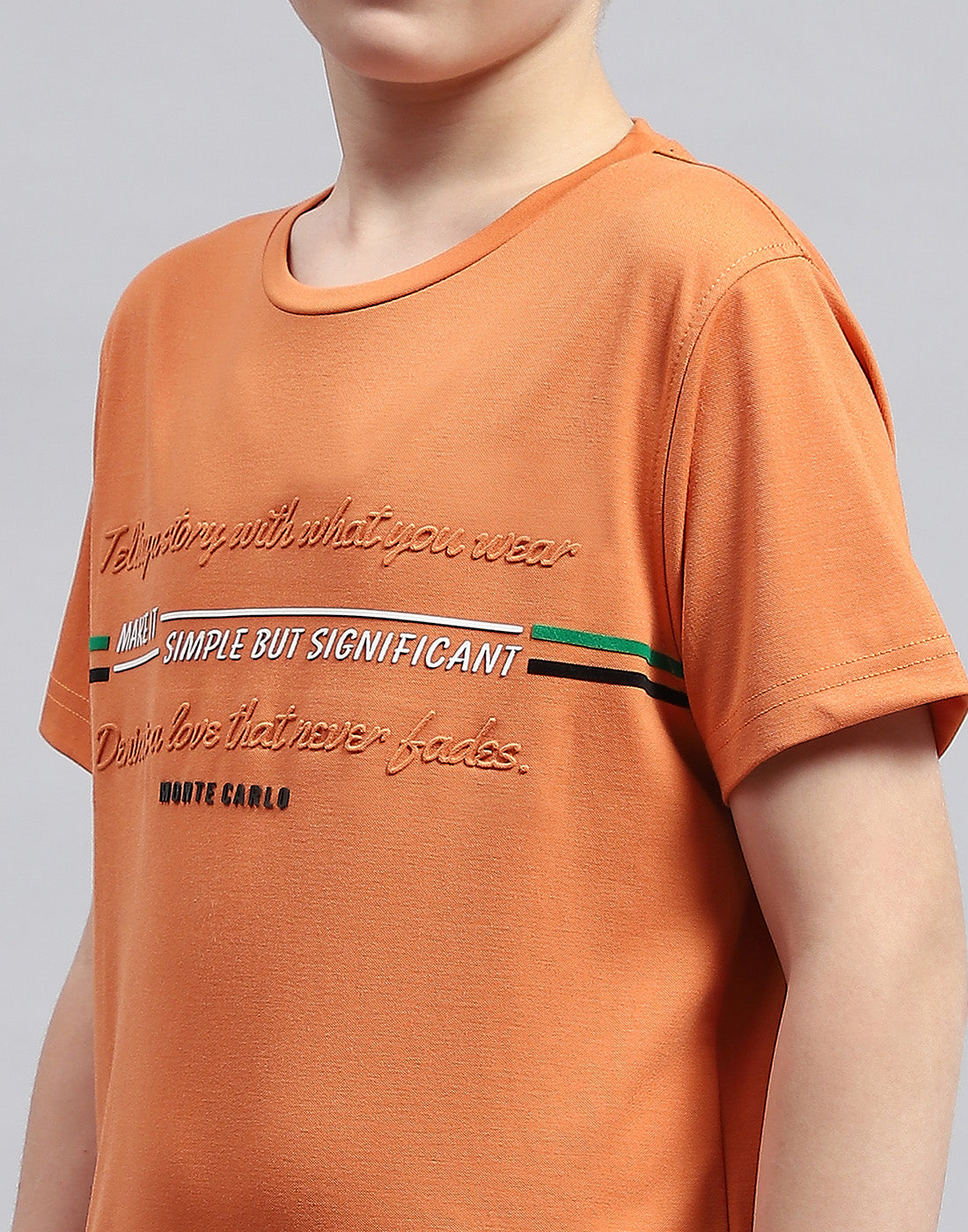 Boys Rust Printed Round Neck Half Sleeve T-Shirt