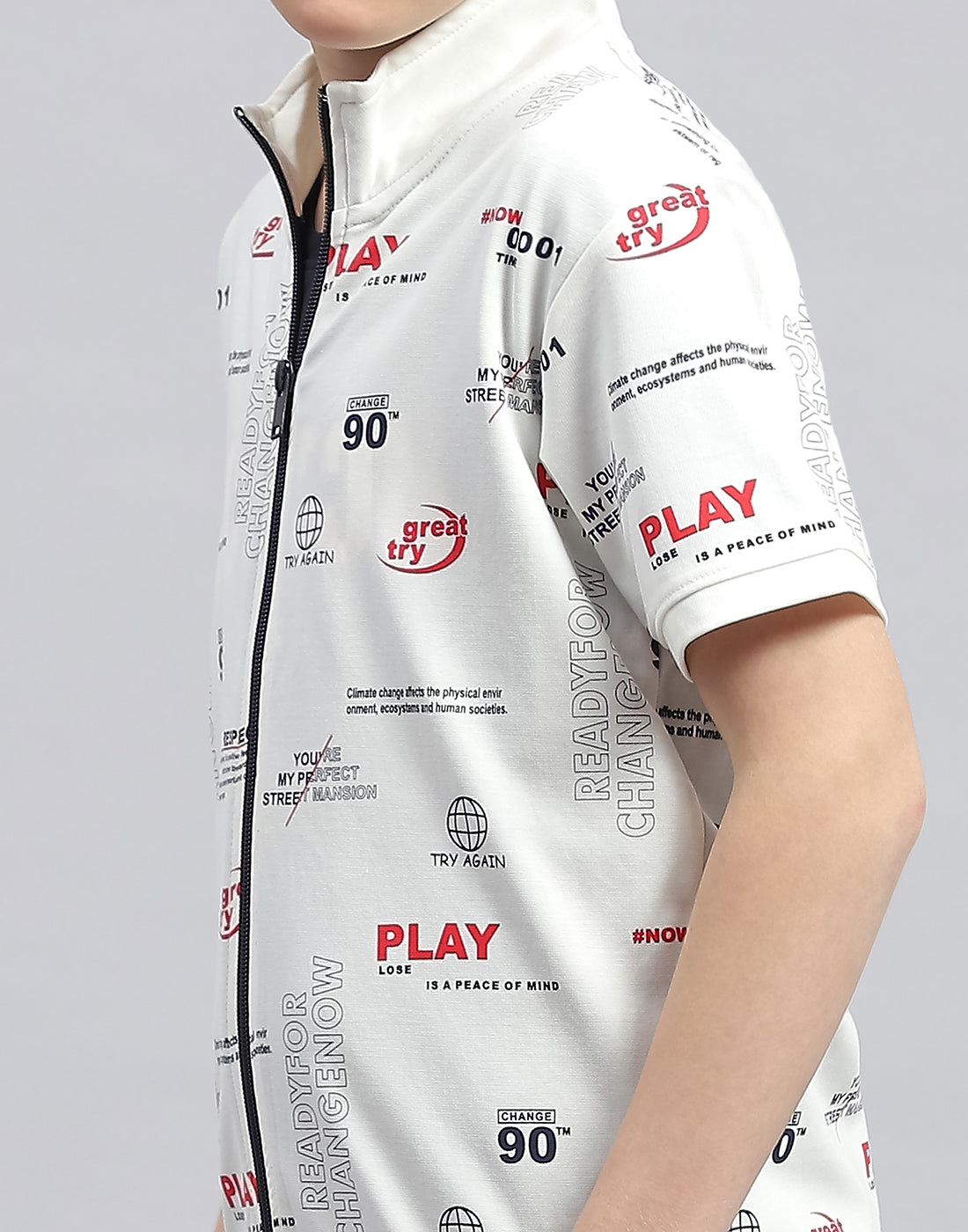 Boys White & Navy Blue Printed Round Neck Half Sleeve T-Shirt (Pack of 2)