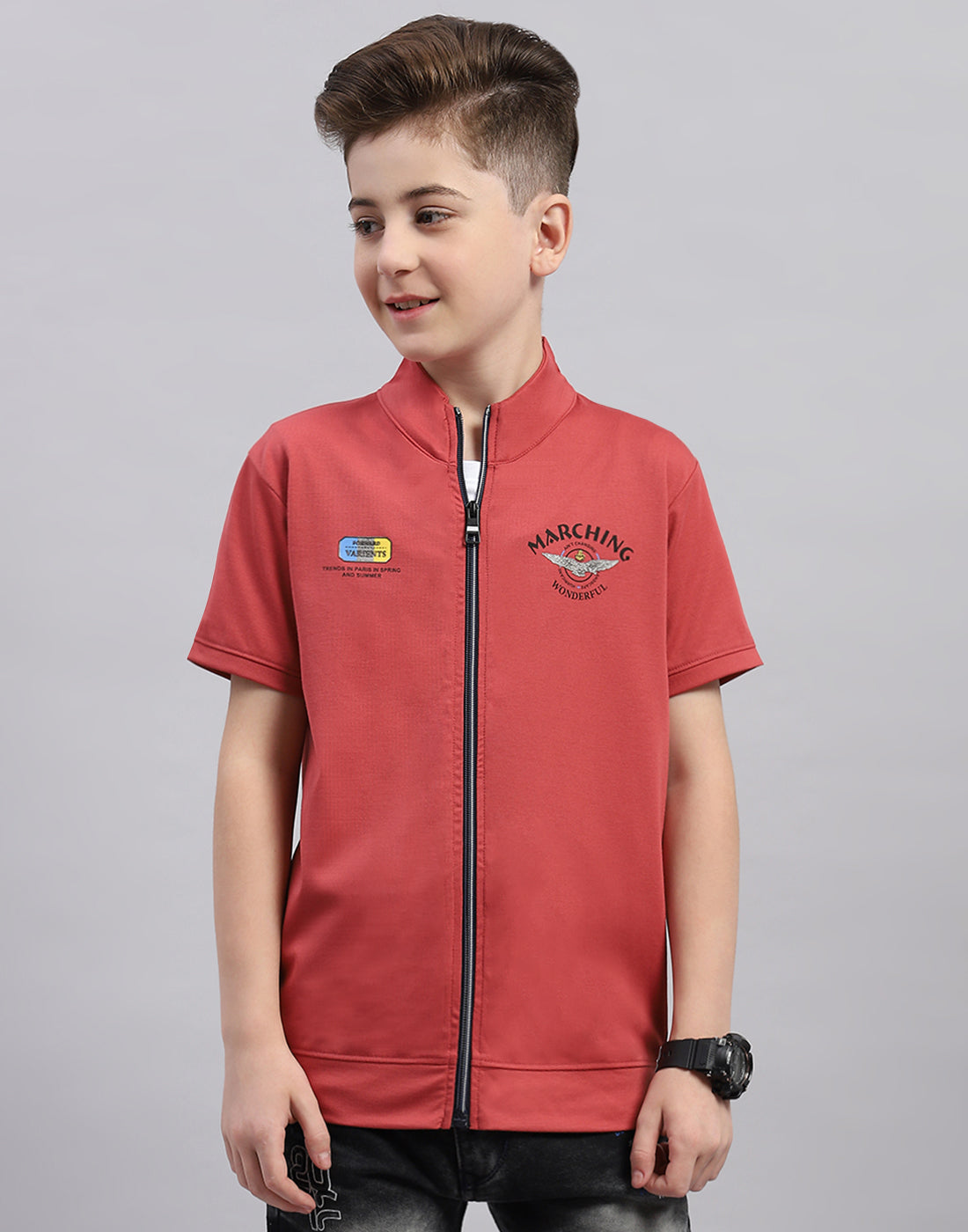 Boys Pink & White Printed Round Neck Half Sleeve T-Shirt (Pack of 2)