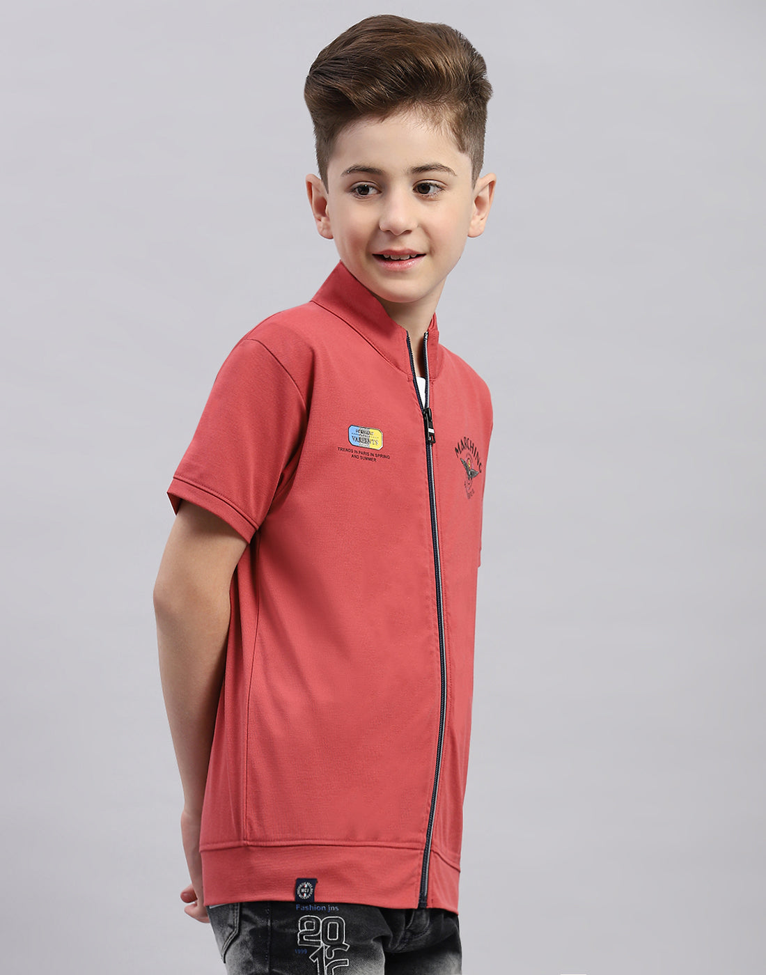 Boys Pink & White Printed Round Neck Half Sleeve T-Shirt (Pack of 2)