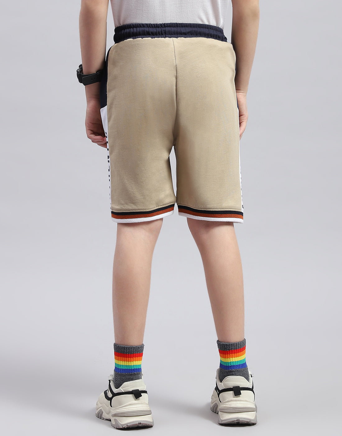 Boys Beige Printed Regular Fit Bermuda