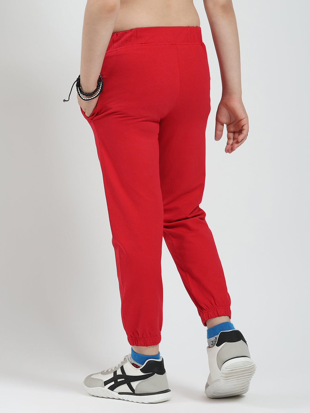 Boys Red Printed Regular Fit Lower