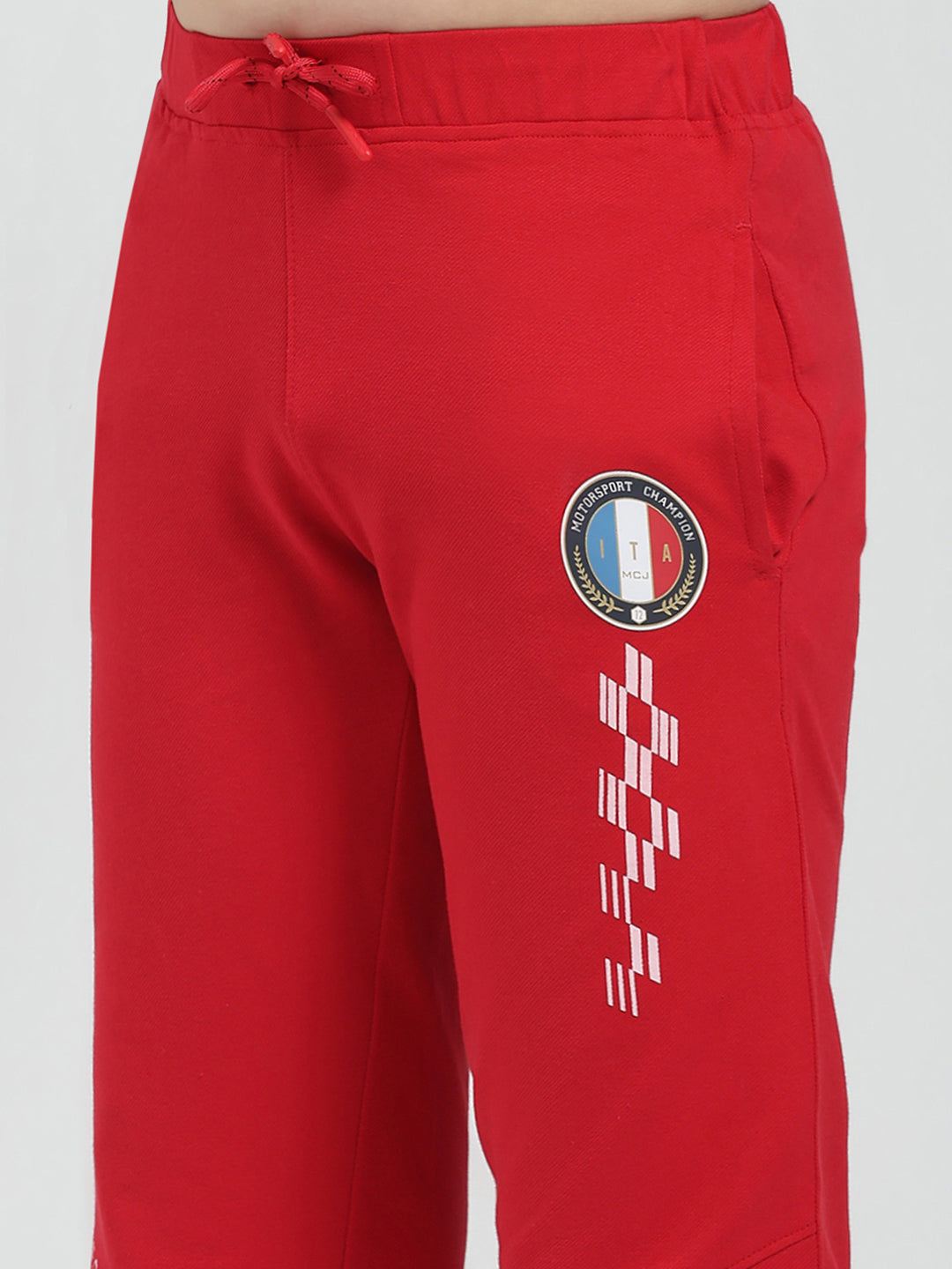 Boys Red Printed Regular Fit Lower