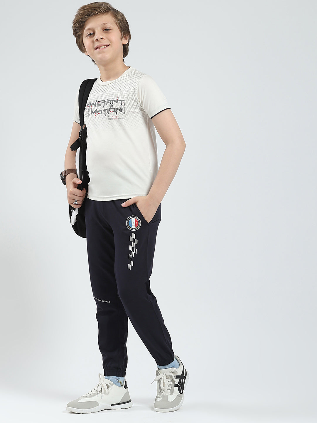 Boys Navy Blue Printed Regular Fit Lower