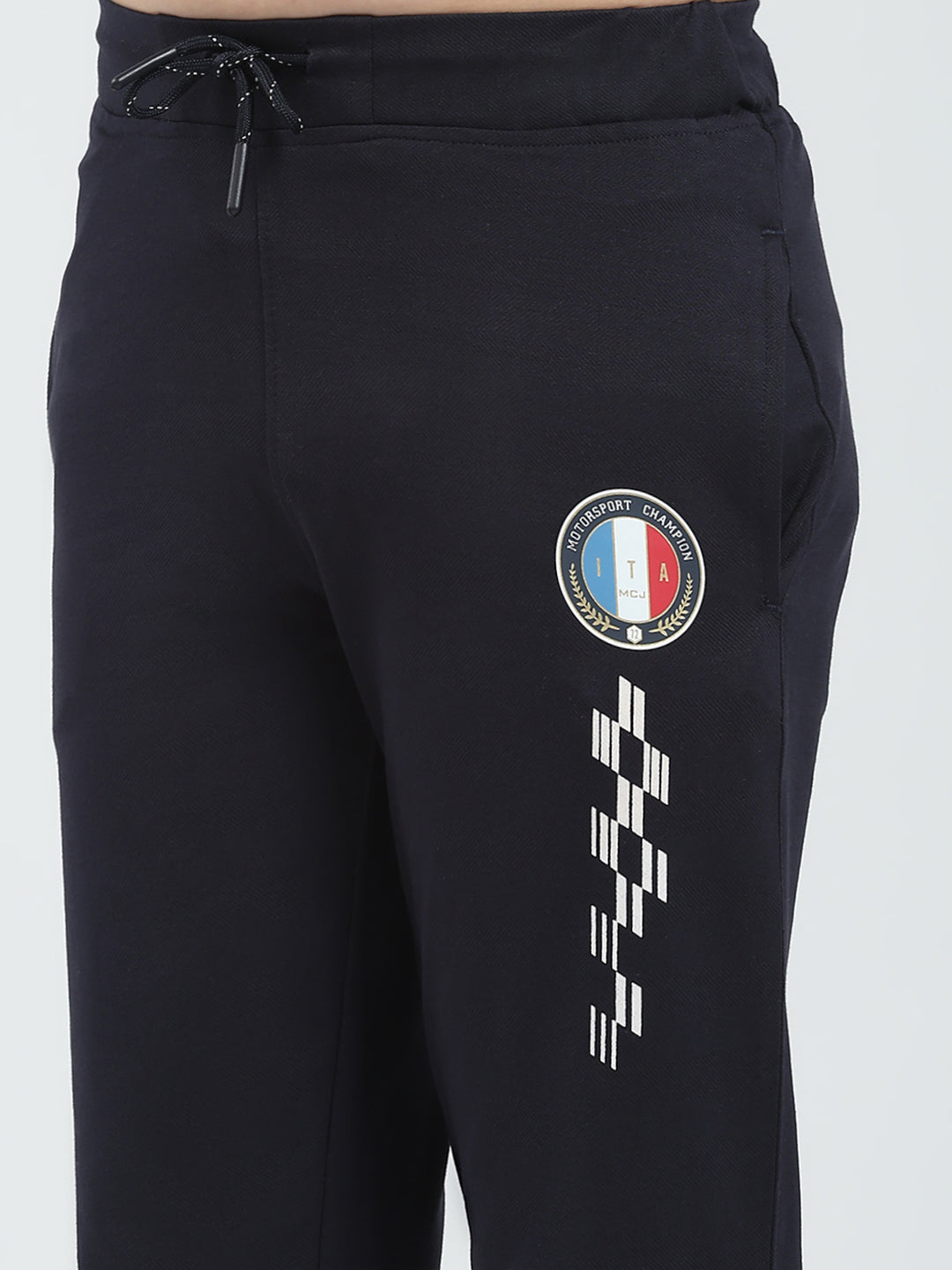 Boys Navy Blue Printed Regular Fit Lower