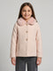 Girls Peach Jacquard Faux Fur Collar Full Sleeve Coat