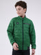 Boys Green Solid Mock Neck Full Sleeve Jacket