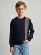 Boys Navy Blue Stripe Round Neck Full Sleeve Pullover