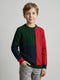 Boys Green Self Design Round Neck Full Sleeve Pullover