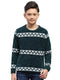 Boys Green Jacquard Round Neck Full Sleeve Pullover