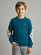 Boys Blue Jacquard Round Neck Full Sleeve Pullover