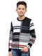 Boys Navy Blue Stripe Round Neck Full Sleeve Pullover