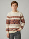 Boys White Jacquard Round Neck Full Sleeve Pullover