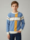 Boys Blue Stripe Round Neck Full Sleeve Pullover