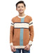 Boys Brown Stripe Round Neck Full Sleeve Pullover