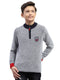 Boys Navy Blue Zig-Zag Mock Neck Full Sleeve Pullover
