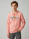Boys Pink Printed Hooded Full Sleeve Winter T-Shirt