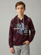 Boys Maroon Printed Hooded Full Sleeve Sweatshirt