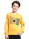 Boys Yellow Printed Round Neck Full Sleeve Sweatshirt