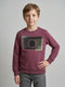 Boys Burgundy Printed Round Neck Full Sleeve Sweatshirt