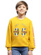 Boys Mustard Printed Round Neck Full Sleeve Sweatshirt