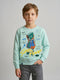 Boys Blue Printed Round Neck Full Sleeve Sweatshirt