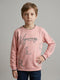 Boys Peach Printed Round Neck Full Sleeve Sweatshirt