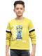 Boys Yellow Printed Round Neck Full Sleeve Sweatshirt