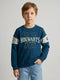 Boys Teal Blue Printed Round Neck Full Sleeve Sweatshirt