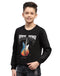Boys Black Printed Round Neck Full Sleeve Sweatshirt
