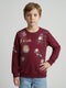 Boys Maroon Printed Round Neck Full Sleeve Sweatshirt