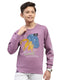 Boys Mauve Printed Round Neck Full Sleeve Sweatshirt