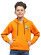 Boys Orange Printed Hooded Full Sleeve Sweatshirt