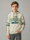 Boys Cream Printed Hooded Full Sleeve Sweatshirt